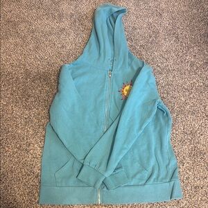 Blue Hoodie with Sun Embroidery